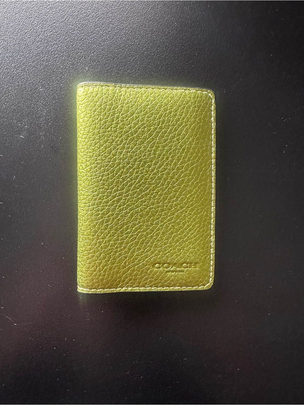Authentic Coach metallic green card holder